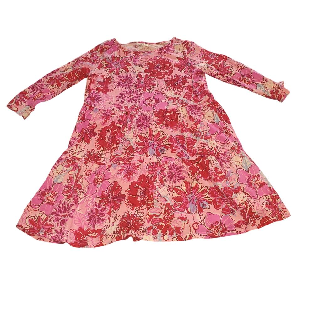 Lilly Pulitzer Girls Size 6/7 Mini Geanna Dress Tiered Wild Flowers Cottage